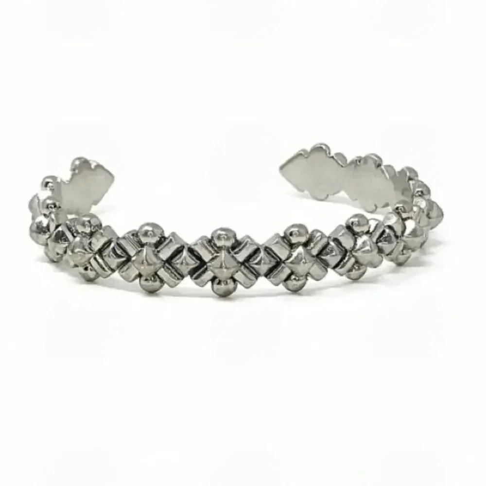 J. Crew Metal Bloom Silver Adjustable Cuff